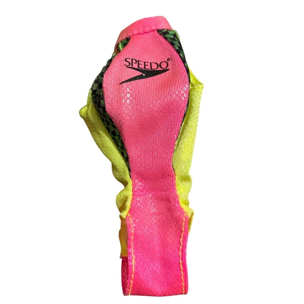 Barbie Doll Genuine Speedo Swimsuit Pink Yellow Green Checkerboard Pattern